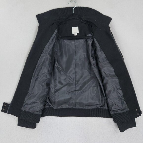 Halogen Jacket Womens Large Black Wool Blend Full Zip Bomber Classic Casual - Picture 7 of 12